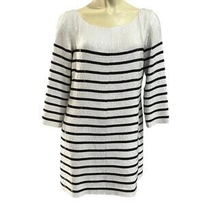 BCBGMAXAZRIA Womens White Black Sequin Stripe Dress Sparkle Party Size XXS